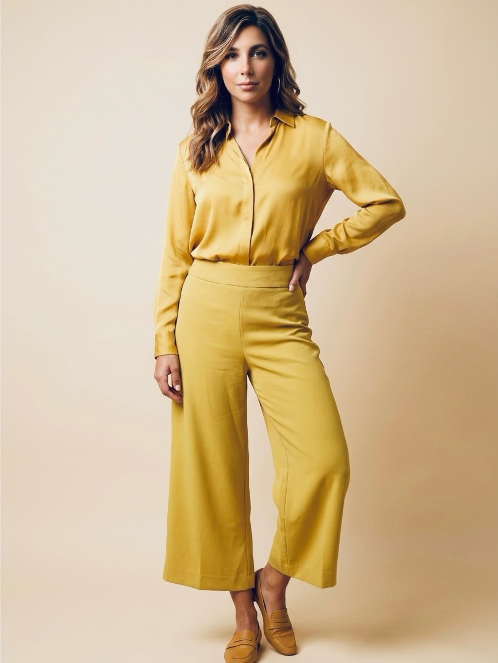 Express Mustard Wide-Leg Pants